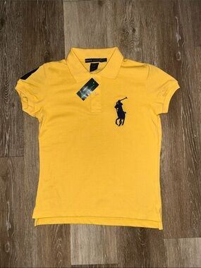 NEW Ralph Lauren Bright Yellow Polo with Navy Logo